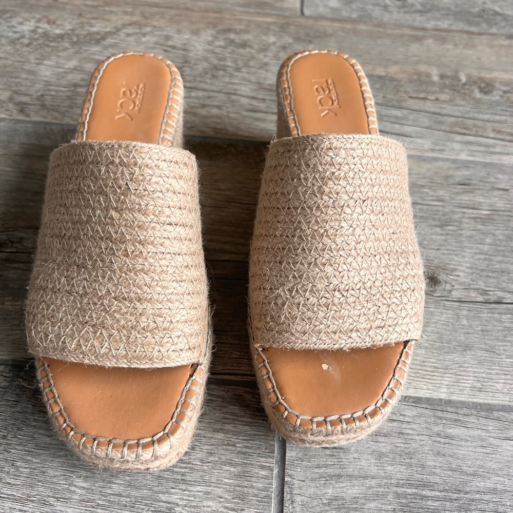 Nordstrom Rack Claire Jute Wedge Slide Sandals SZ 7.5